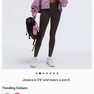 Lululemon high rise, align, espresso, 28” leggings, size 6